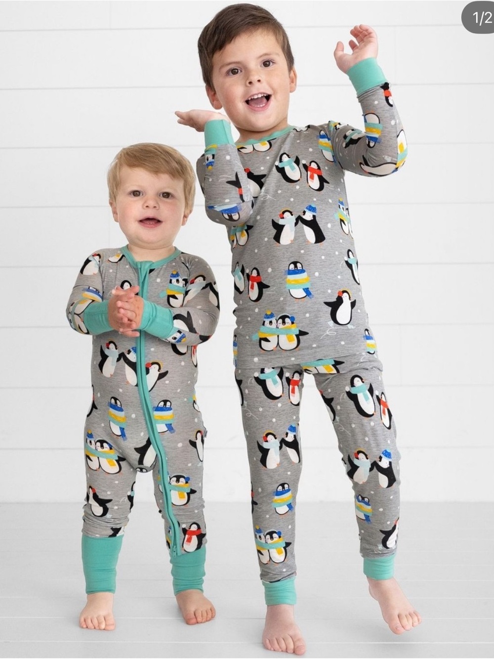 Little Sleepies penguins party zippy footies sleeper holidays winter unisex baby